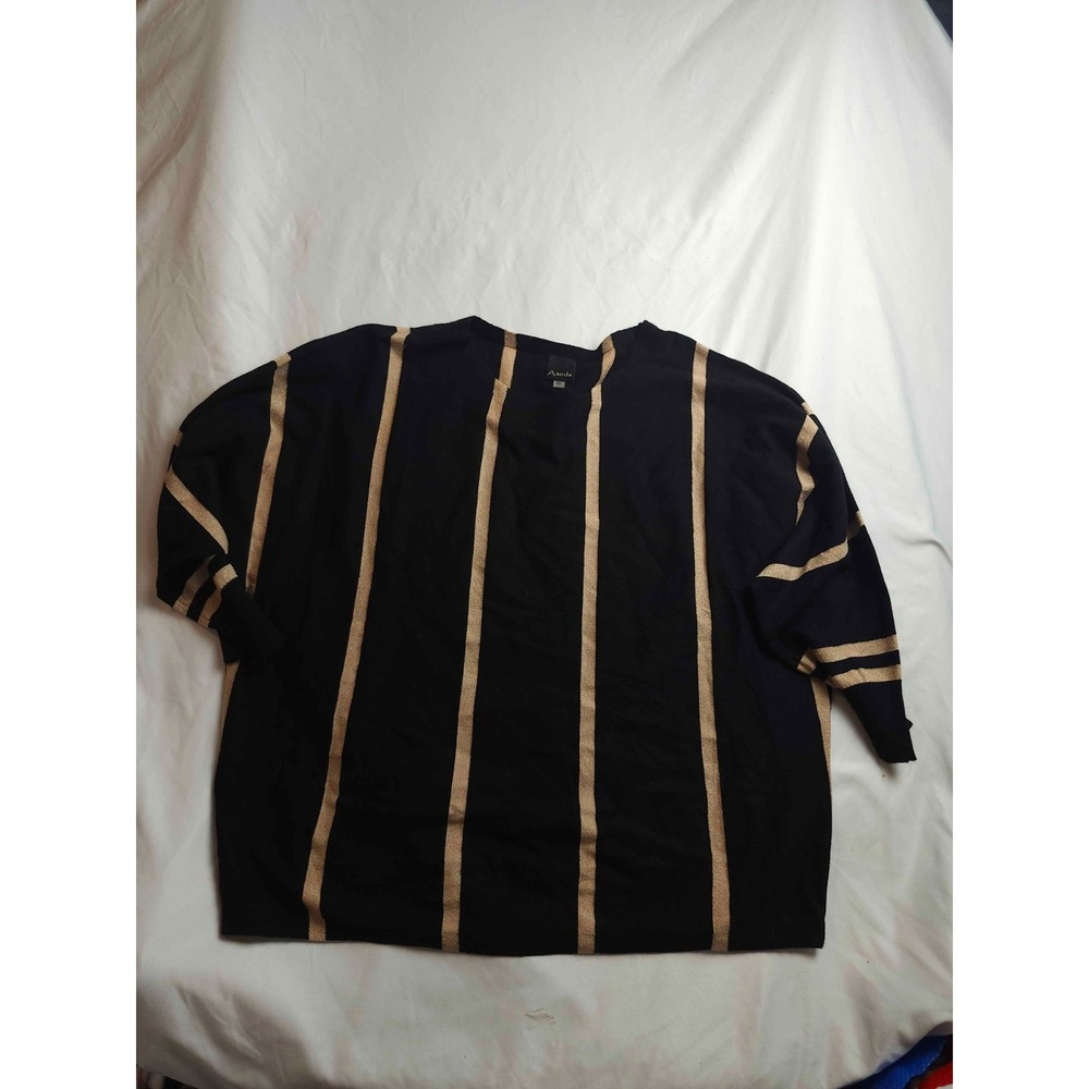 Aaeda‎ Sweater Womens XL Black Gold Striped Oversized Whimsigoth Dark Academia
